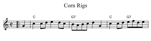 Corn Rigs - staff notation