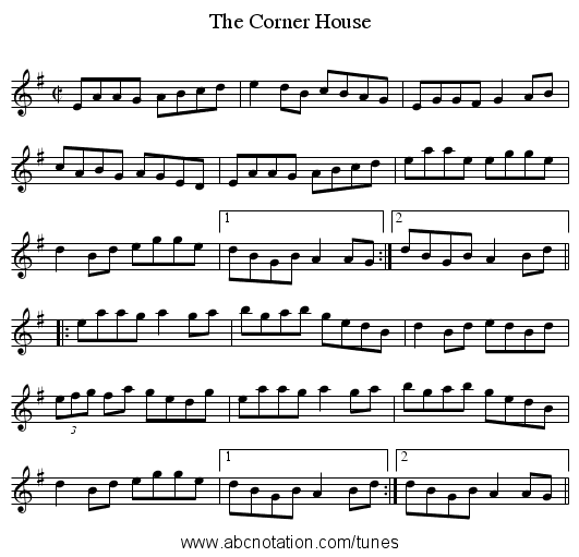 Corner House, The - staff notation