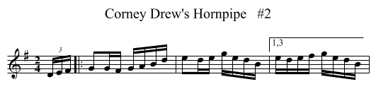 Corney Drew's Hornpipe   #2 - staff notation