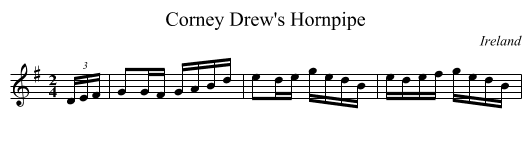 Corney Drew's Hornpipe - staff notation