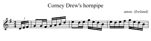 Corney Drew's hornpipe - staff notation