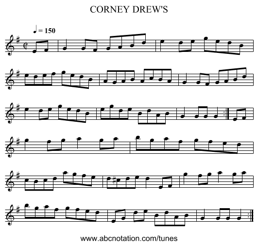 CORNEY DREW'S - staff notation