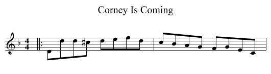 Corney Is Coming - staff notation