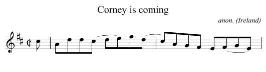 Corney is coming - staff notation