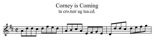 Corney is Coming - staff notation