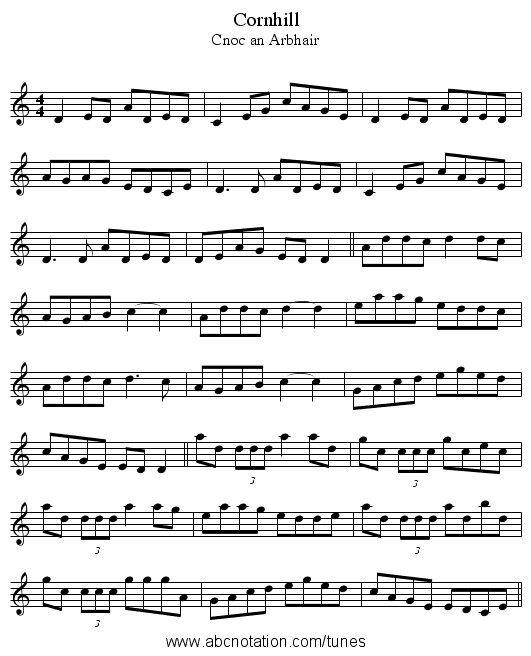 Cornhill - staff notation