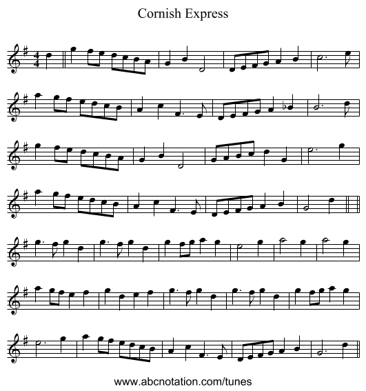 Cornish Express - staff notation