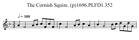 Cornish Squire. (p)1696.PLFD1.352, The - staff notation