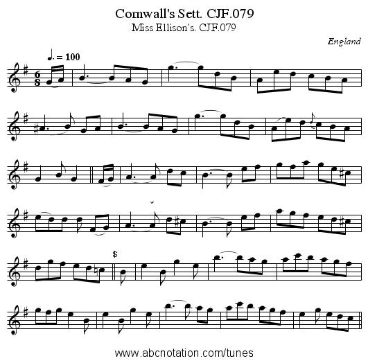 Cornwall's Sett. CJF.079 - staff notation