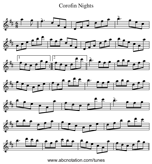 Corofin Nights - staff notation