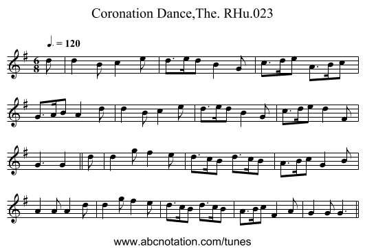 Coronation Dance,The. RHu.023 - staff notation