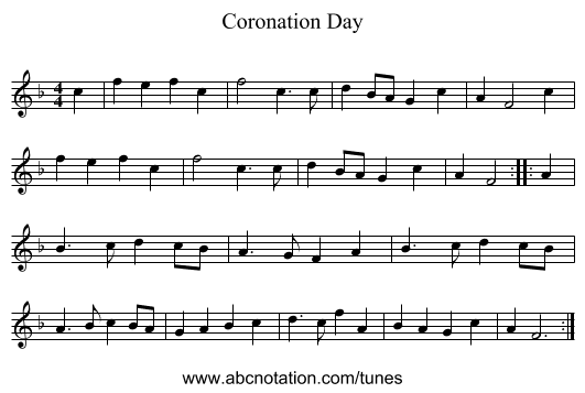 Coronation Day - staff notation