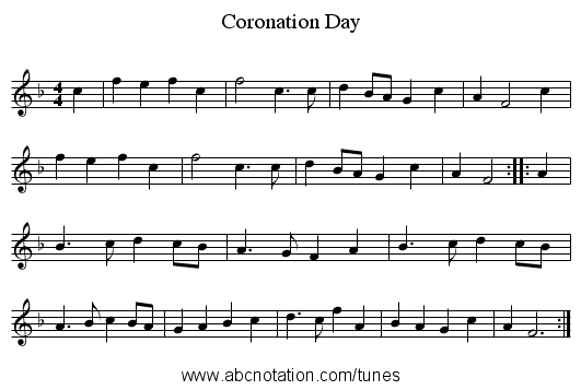 Coronation Day - staff notation