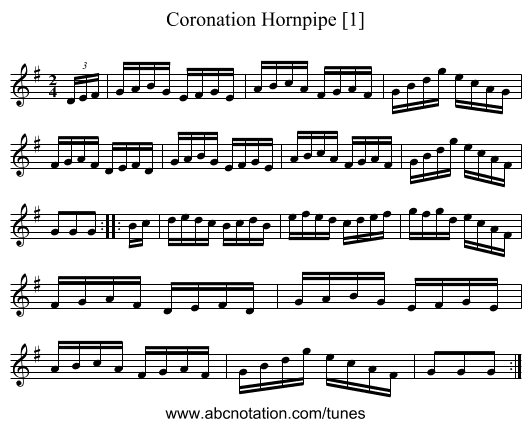 Coronation Hornpipe [1] - staff notation