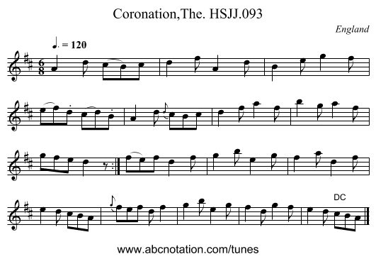 Coronation,The. HSJJ.093 - staff notation