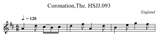 Coronation,The. HSJJ.093 - staff notation