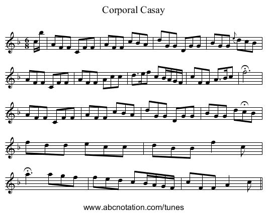 Corporal Casay - staff notation