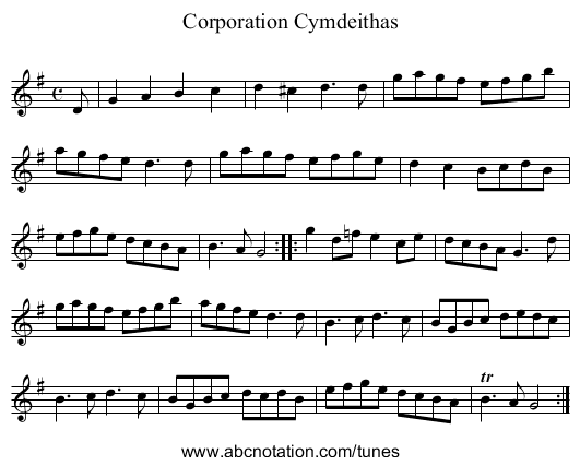Corporation Cymdeithas - staff notation