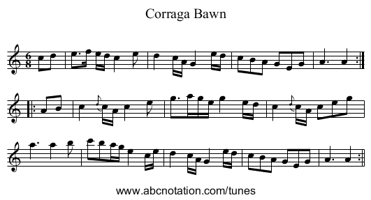Corraga Bawn - staff notation
