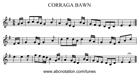 CORRAGA BAWN - staff notation