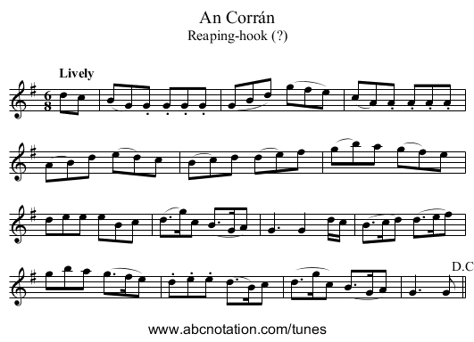 Corrán, An - staff notation