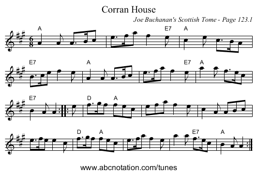 Corran House - staff notation