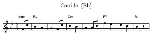 Corrido  [Bb] - staff notation
