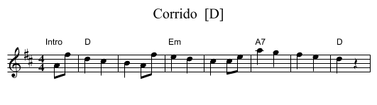 Corrido  [D] - staff notation