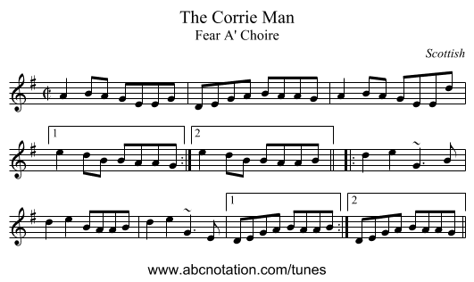 Corrie Man, The - staff notation