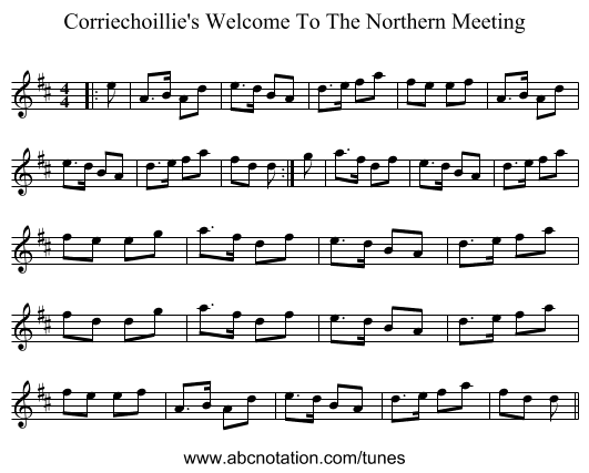 Corriechoillie's Welcome To The Northern Meeting - staff notation