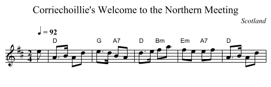 Corriechoillie's Welcome to the Northern Meeting - staff notation
