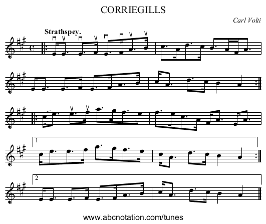 CORRIEGILLS - staff notation