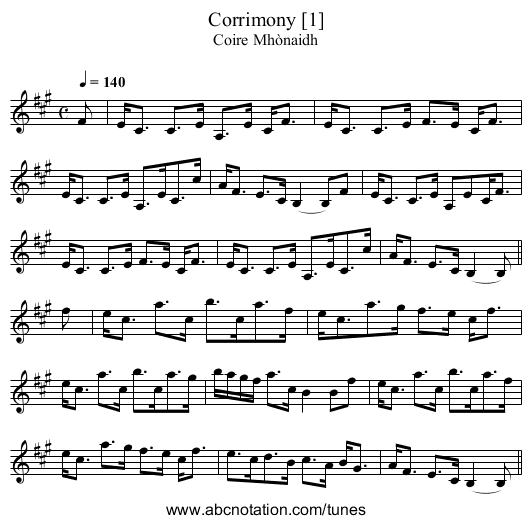 Corrimony [1] - staff notation