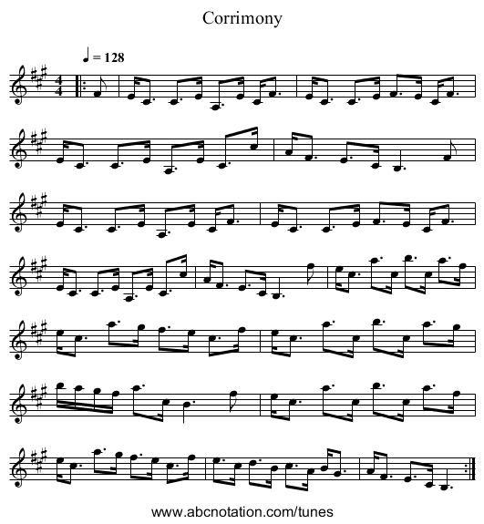 Corrimony - staff notation