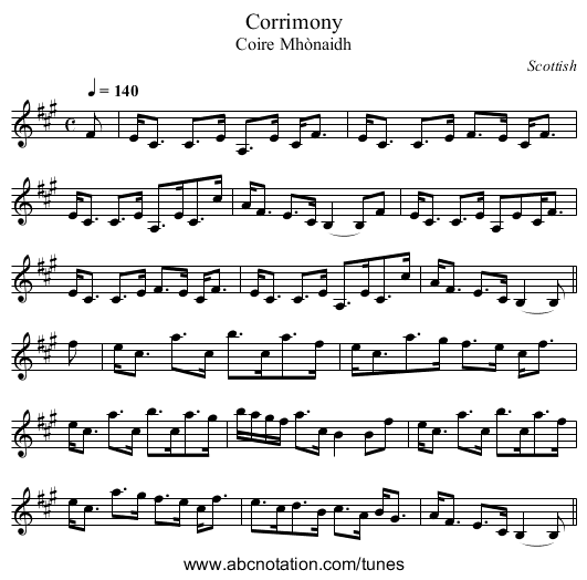 Corrimony - staff notation