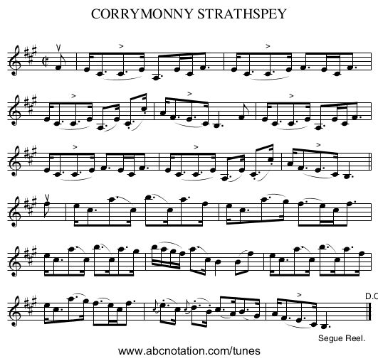 CORRYMONNY STRATHSPEY - staff notation