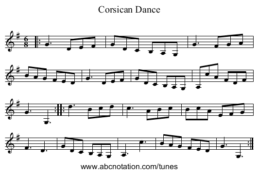 Corsican Dance - staff notation