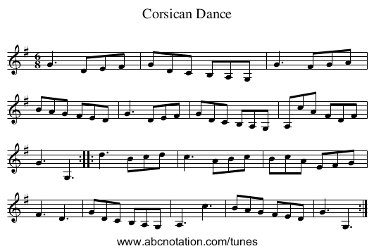 Corsican Dance - staff notation