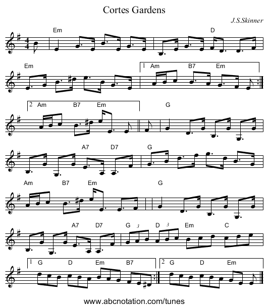 Cortes Gardens - staff notation