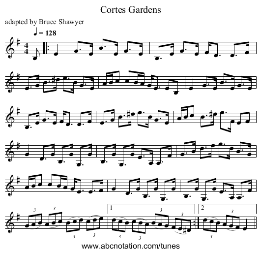 Cortes Gardens - staff notation