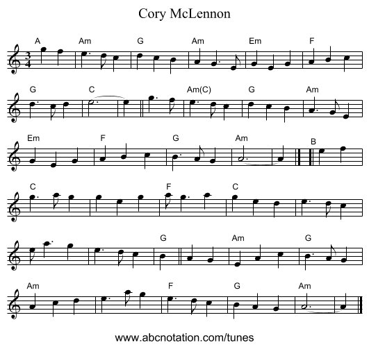 Cory McLennon - staff notation