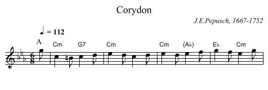 Corydon - staff notation