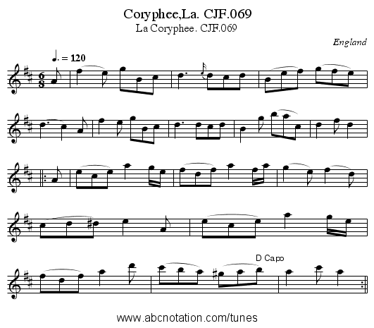 Coryphee,La. CJF.069 - staff notation