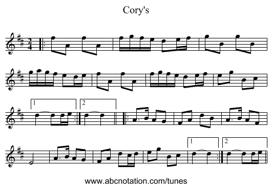 Cory's - staff notation