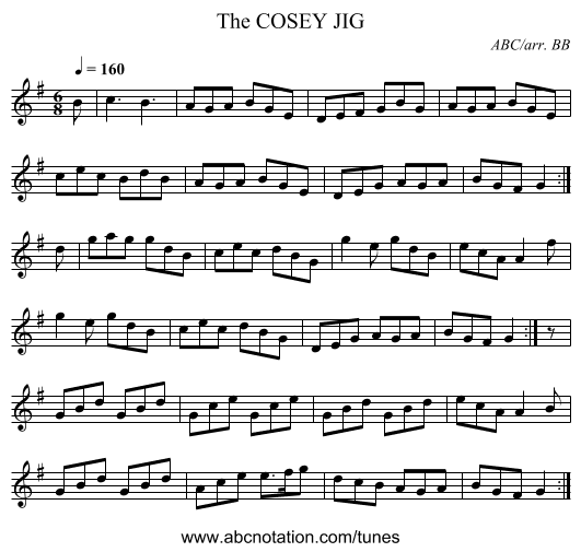 COSEY JIG, The - staff notation