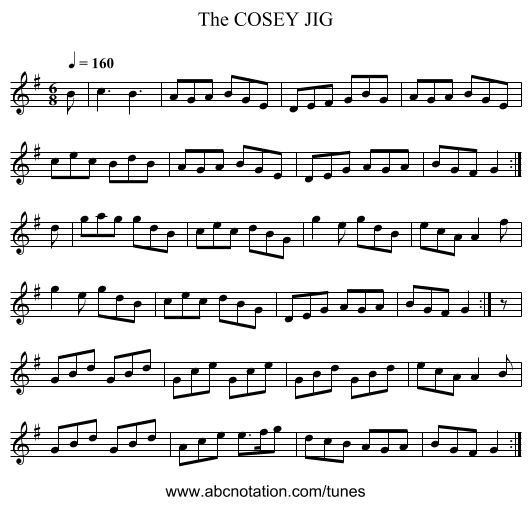 COSEY JIG, The - staff notation