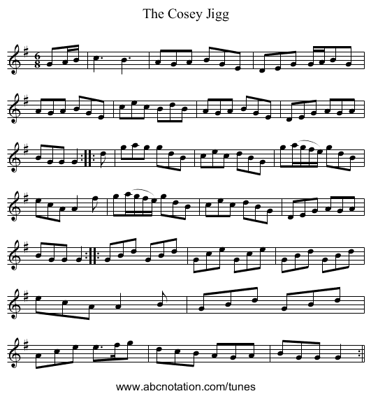 Cosey Jigg, The - staff notation