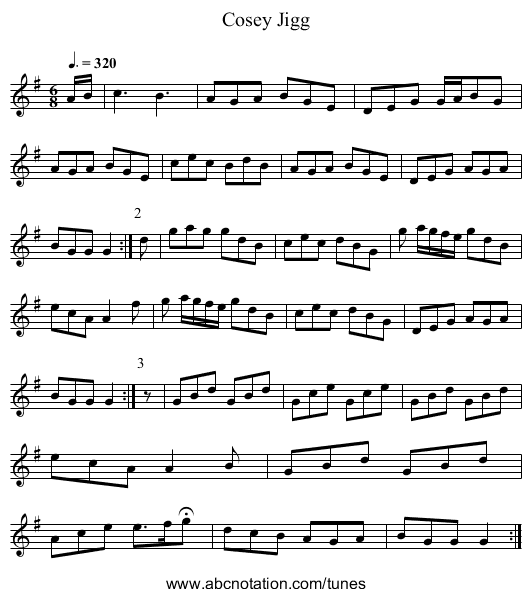 Cosey Jigg - staff notation