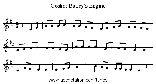Cosher Bailey's Engine - staff notation