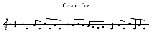 Cosmic Joe - staff notation